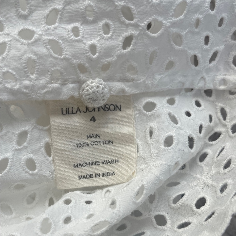 Ulla Johnson White Eyelet Puff-Sleeve Blouse - Picture 13 of 13